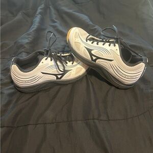 Mizuno Black and White Athletic Shoes with Wave Design